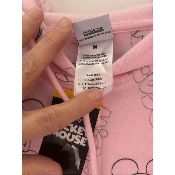 Disney Mickey Mouse Hoodie Sweatshirt Women Size M Pink Full Zip Fleece NWT - Picture 4 of 4